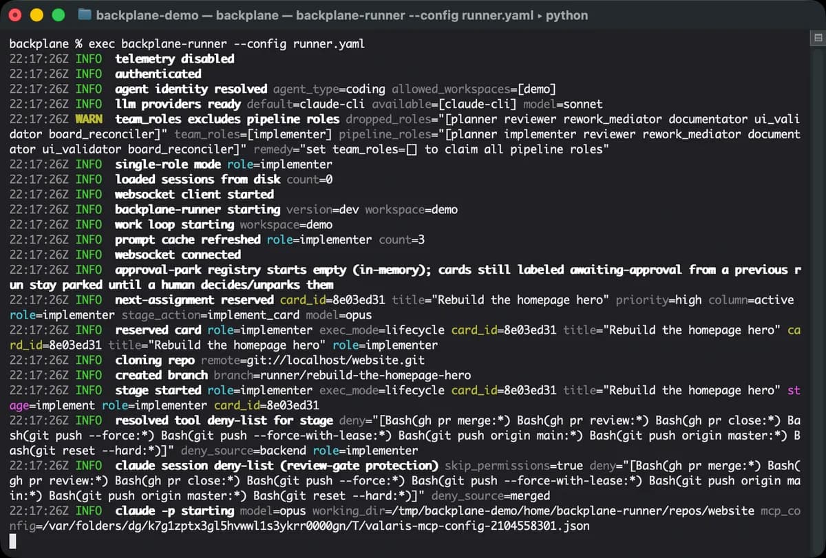 Workloop — tomando una tarjeta